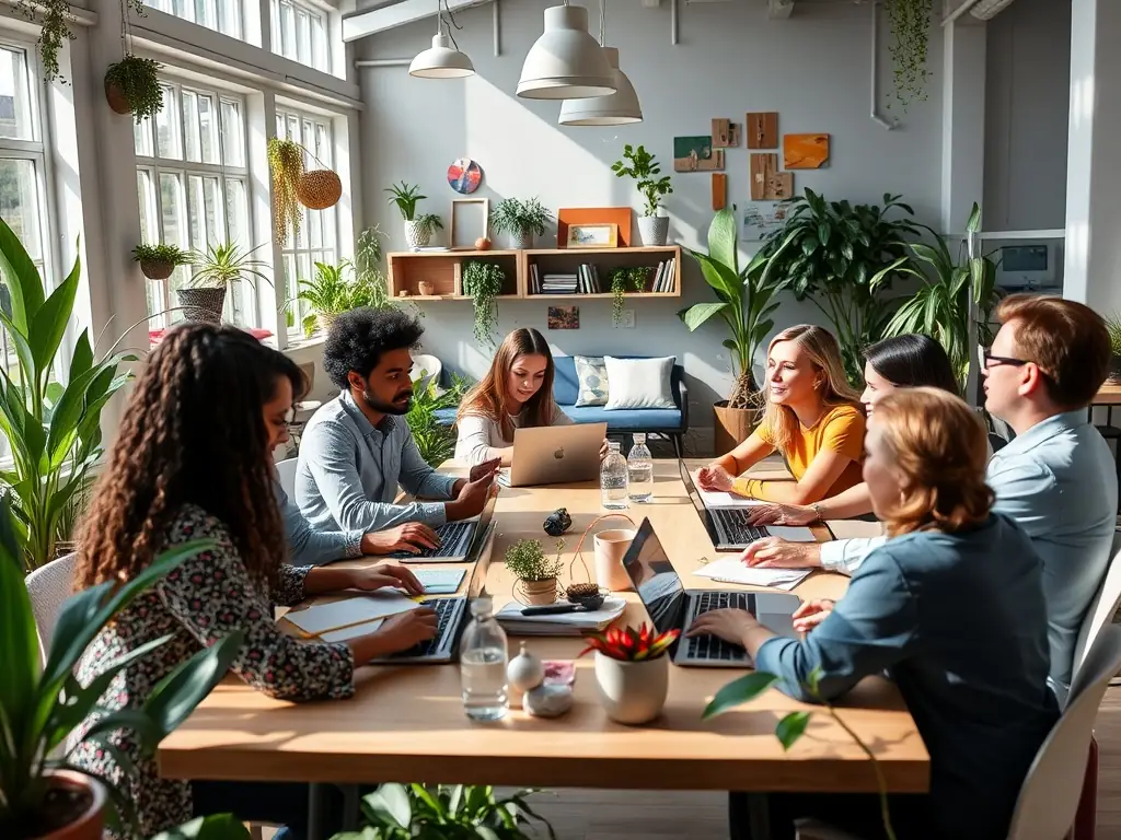 A team of employees participating in a collaborative activity outdoors, engaging in problem-solving exercises, representing the Team Collaboration Workshops.